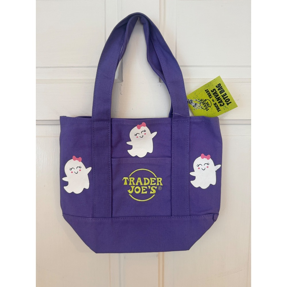 Reworked Trader Joe's Ghost Canvas Tote Bag Women New Halloween Trick or Treat